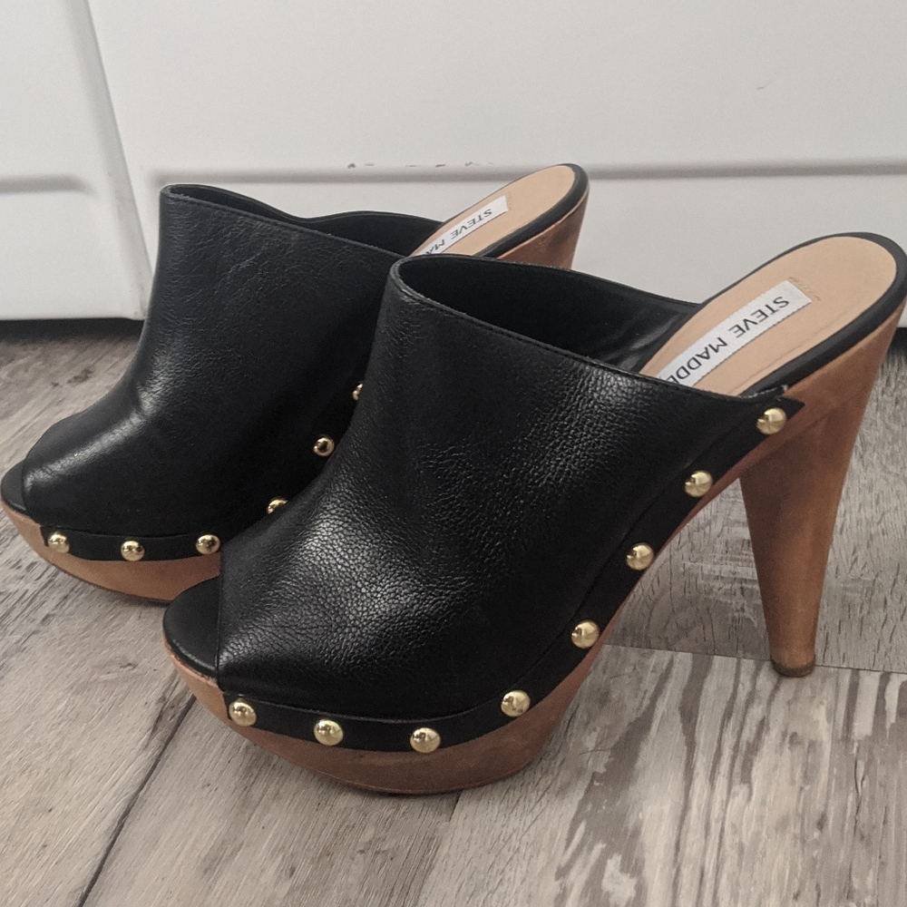 Steve Madden Daynty Leather Peeptoe Mules